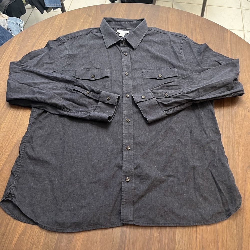 Calvin Klein Mens Button Down Dress Shirt Blue Long Sleeve Size XXL - Picture 2 of 13